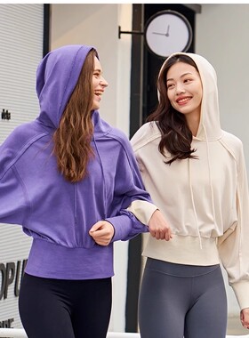 EBLIN系列正品ECMAB87S03女瑜伽服运动百搭宽松柔软连帽卫衣