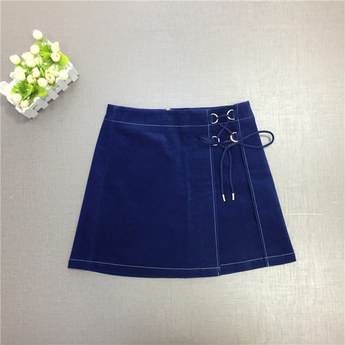 女夏季显瘦绑带开叉半身裙