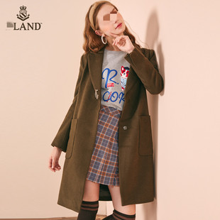 大牌正品清仓依恋EEJW78C03L呢子大衣外套女中长款翻领腰带气质