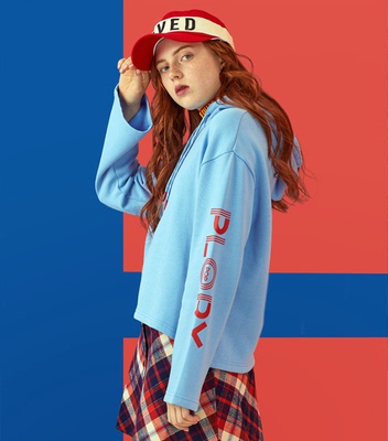 春款青春时尚字母连帽卫衣