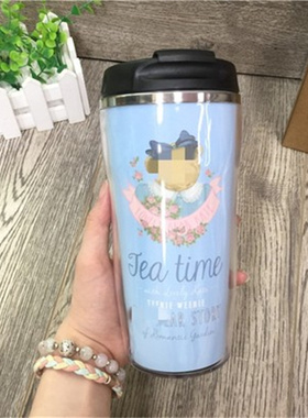 大牌清仓清仓熊家TTTU89101D咖啡杯可爱不锈钢户外大容量运动水杯