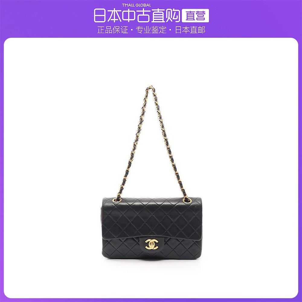 日本直邮中古CHANEL香奈儿[B]9.0新菱格纹双翻盖双链条肩包