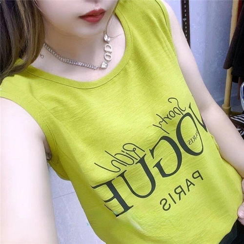 T恤夏季新款无袖背心胖mm多巴胺