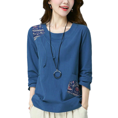 大码宽松长袖上衣打底衫早春新款