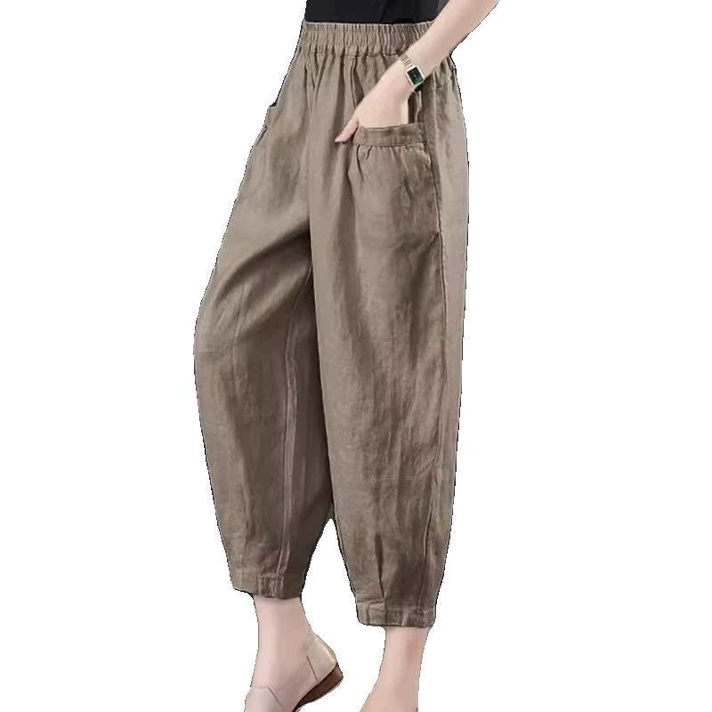 女士宽松冰丝棉麻休闲裤夏季新款