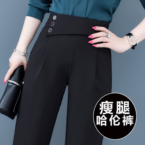 高腰夏季薄款直筒休闲裤中年妈妈