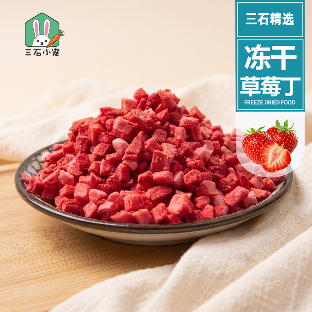 冻干草莓粒水果干兔子豚鼠金丝熊仓鼠宠物小宠零食花枝鼠20g/罐