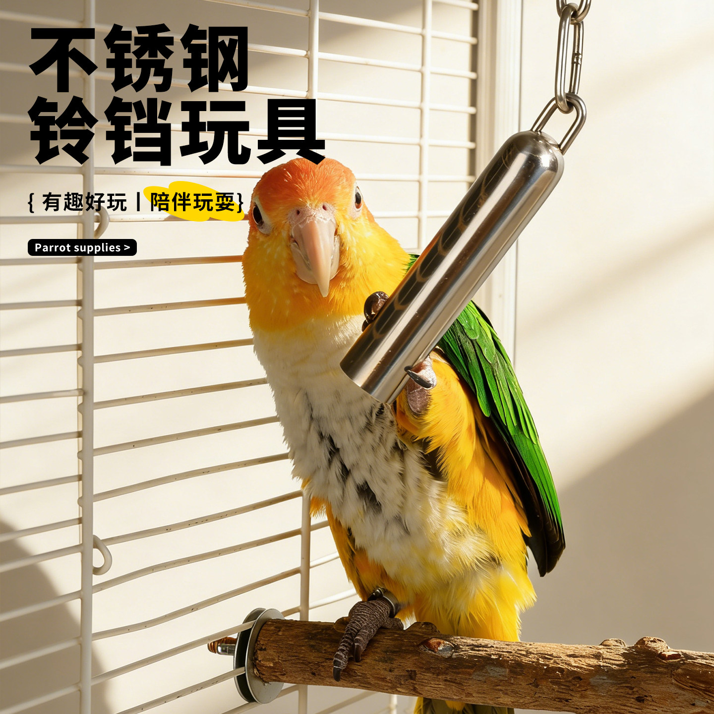 鹦鹉玩具不锈钢铃铛啃咬磨嘴解闷自嗨灰机和尚中大型专用鸟笼装饰,宠物/宠物食品及用品,鸟玩具,淘宝优惠券,粉丝福利购,淘宝优惠卷