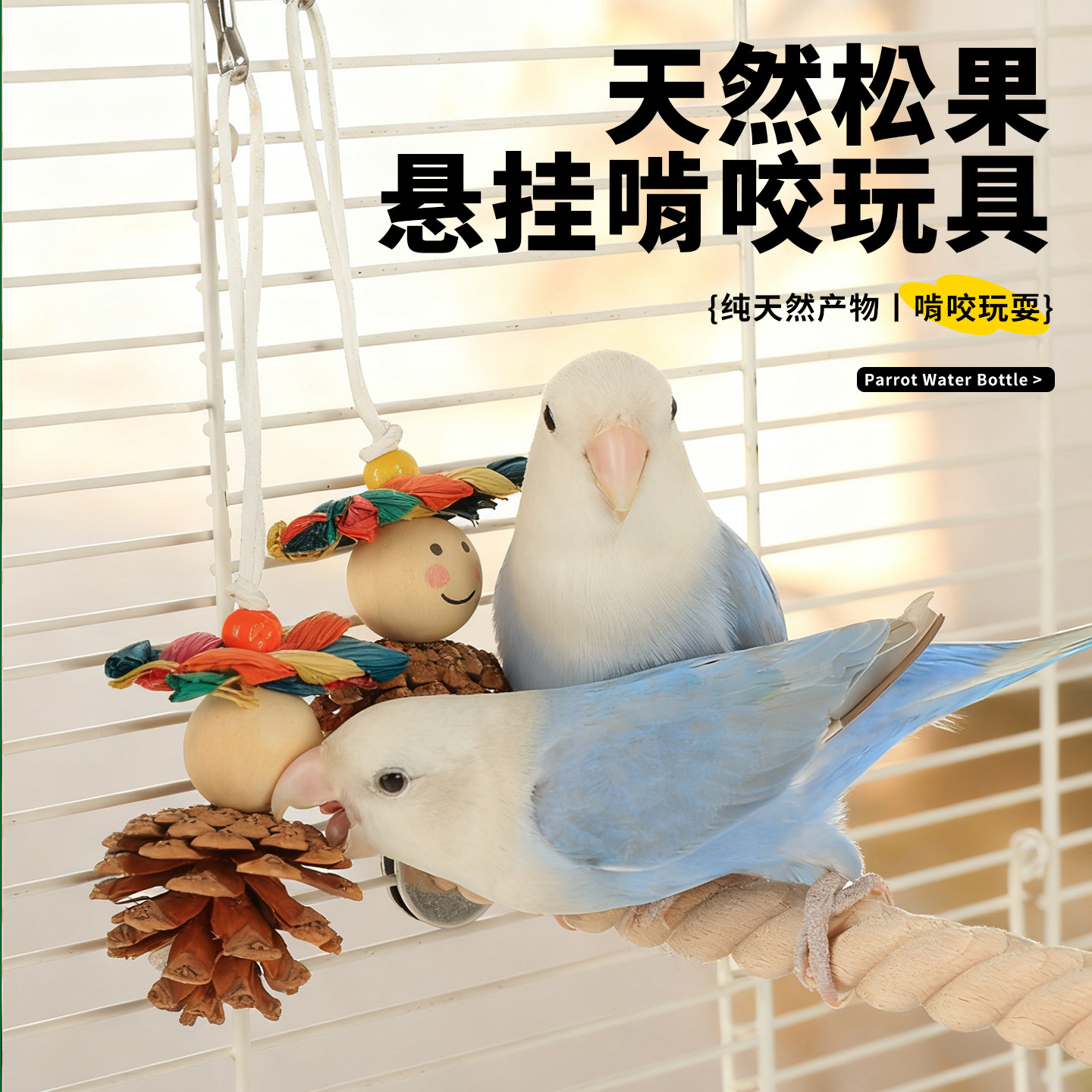 鹦鹉玩具松果磨牙解闷啃咬通草球专用自嗨虎皮玄凤牡丹小鸟笼装饰,宠物/宠物食品及用品,鸟玩具,淘宝优惠券,粉丝福利购,淘宝优惠卷