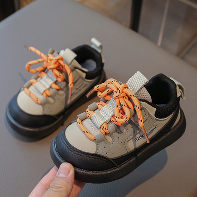 男童皮面透气软底学步鞋