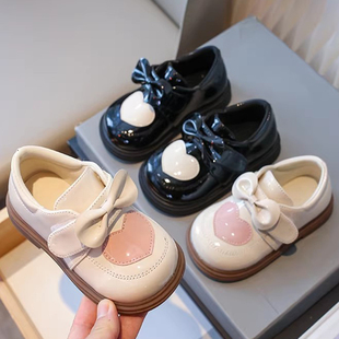 女童皮鞋新款宝宝鞋学步鞋蝴蝶结公主鞋软底防滑休闲鞋时装鞋童鞋