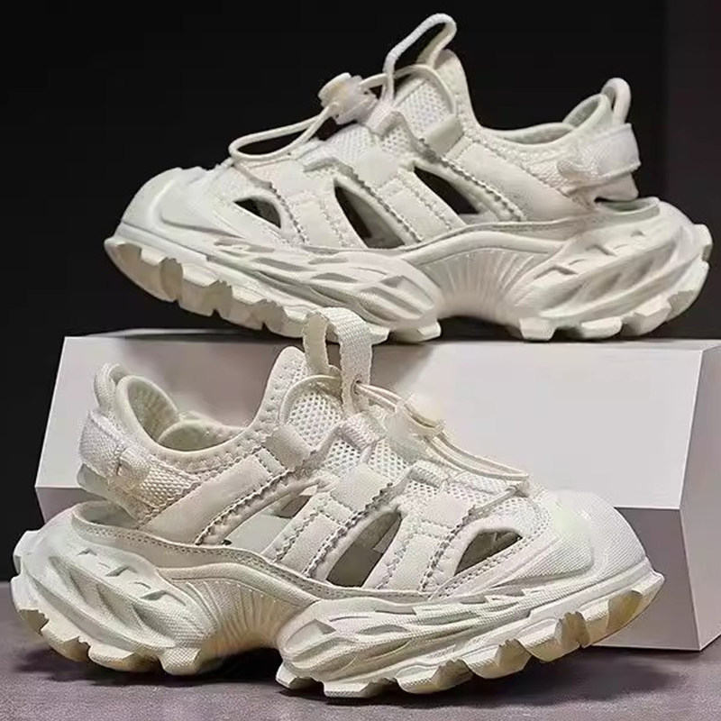 男童夏季新款厚底老爹鞋女童包头凉鞋透气运动休闲鞋儿童镂空童鞋