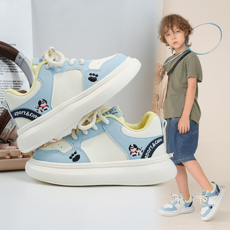儿童卡通运动鞋男童新款魔术贴防滑厚底小白鞋休闲女童板鞋中大童