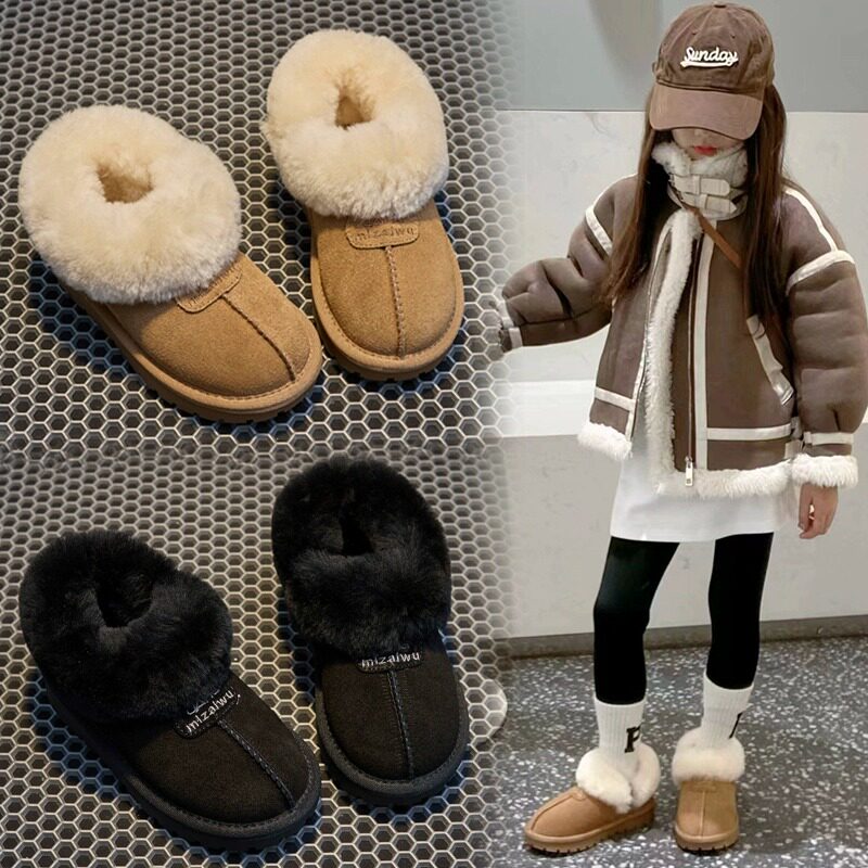 女童冬季加绒保暖软底雪地棉鞋