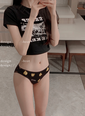 小熊饼干*蕾丝少女三角短裤卡通可爱性感冰丝无痕内裤女薄款新款