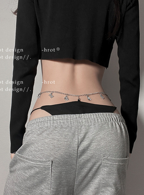 高阶辣妹*性感字母链条T裤高腰半包臀美式无痕三角内裤2025新款女