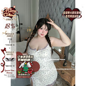 少萝吊带睡衣裙 微胖法式 茶艺玩家 碎花纯欲甜美气质大码 晚安奈奈