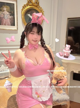 晚安奈奈 不可以吃兔兔！大码微胖纯情显瘦漆皮性感兔女郎制服