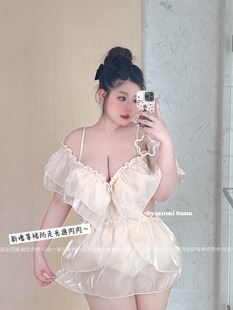 显瘦连体温泉遮肚泳衣女 微胖高定度假风纯欲大码 晚安奈奈 天鹅湖