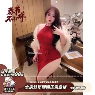 晚安奈奈 军阀夫人*原创旗袍纯欲针织慵懒氛围微胖fg显瘦连衣裙