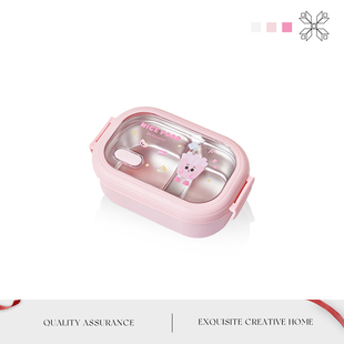 MOLA.Strong.饭盒不锈钢饭盒可爱高颜值薯条汉堡印花学生 此强