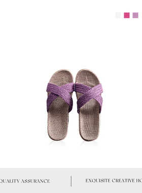 MOLA.Giggle.拖鞋新款亚麻男女士情侣凉拖鞋居家厚底鞋子 | 火辣