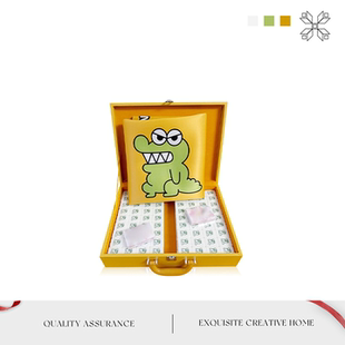 MOLA.Cute.手搓麻将牌家用卡通黄色可爱麻将聚会礼盒装 萌鳄