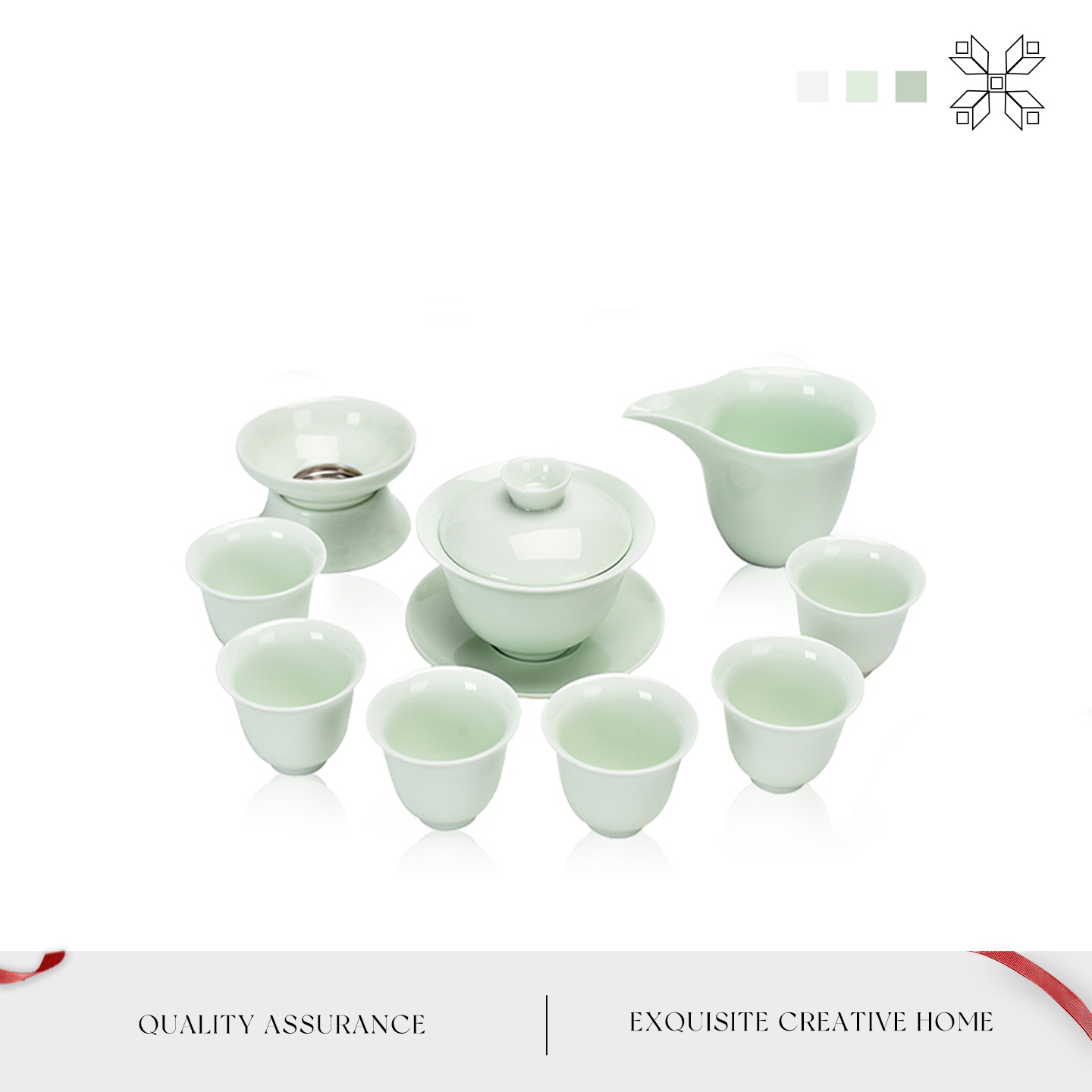 紫泉涧家用复古陶瓷功夫茶具套装