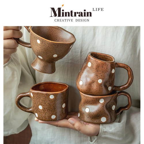 Mintrain杯子复古水杯陶瓷咖啡杯