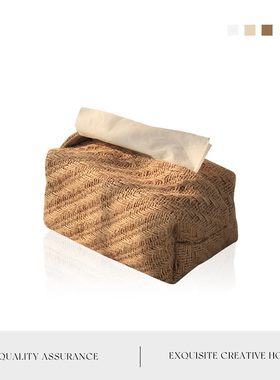 MOLA.Hemp.纸巾盒日式简约家用客厅民宿棉麻布艺创意抽纸套|麻艺