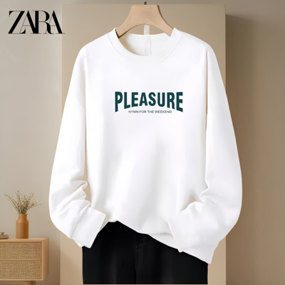 品牌清仓撤柜卫衣重磅纯棉PLEASURE印花秋冬款男女圆领长袖打底衫