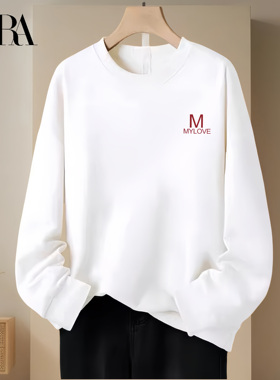 品牌清仓撤柜卫衣320克重磅棉字母Mlove印花秋冬男女圆领打底衫