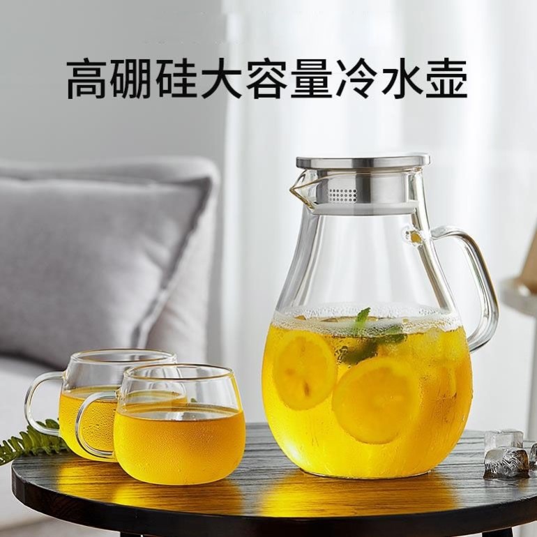 家用冷水壶玻璃耐热晾凉白开水杯果汁扎壶大容量透明水瓶凉水壶