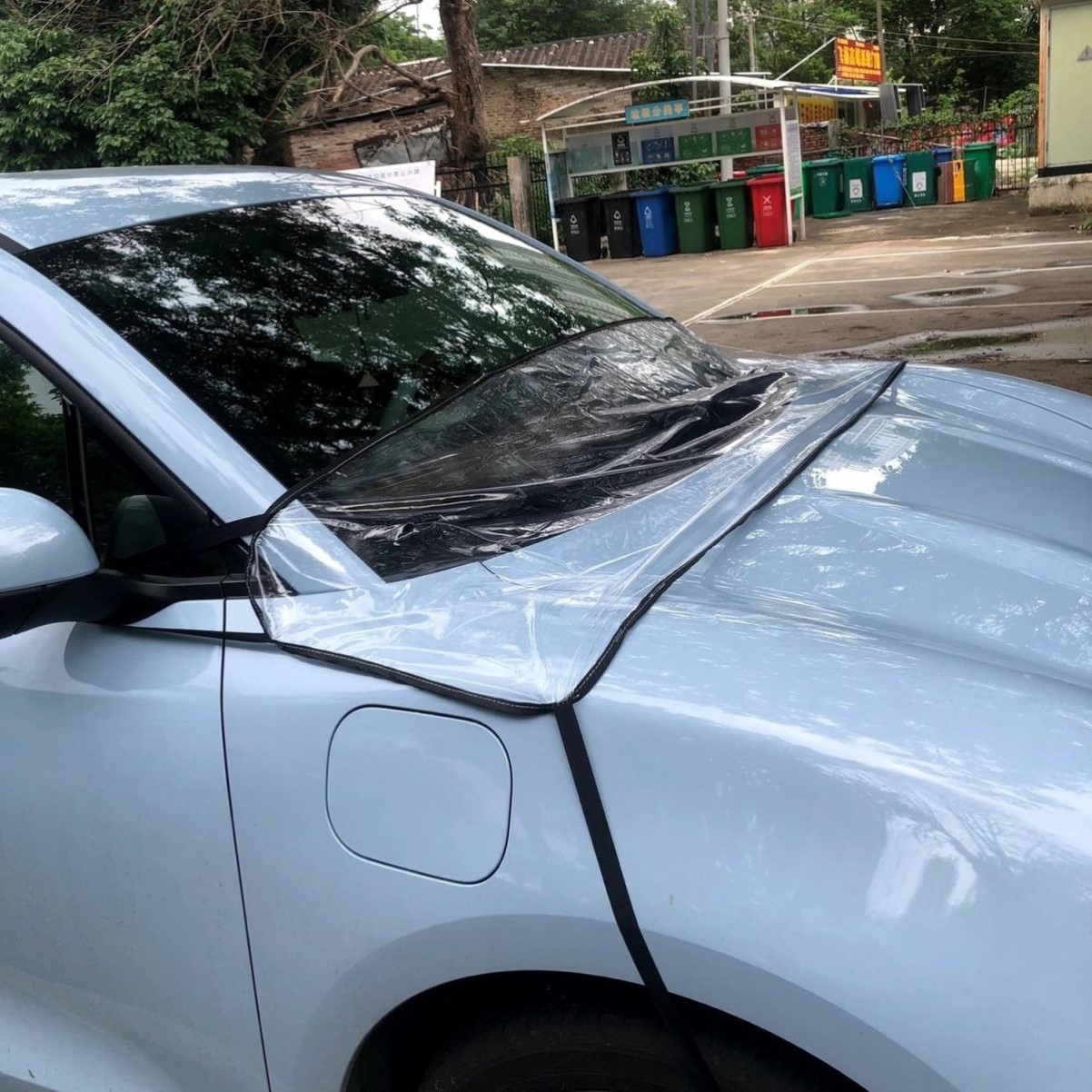 汽车前挡遮阳半罩防落叶树叶防晒通用防鸟屎车罩防落叶防尘排水槽