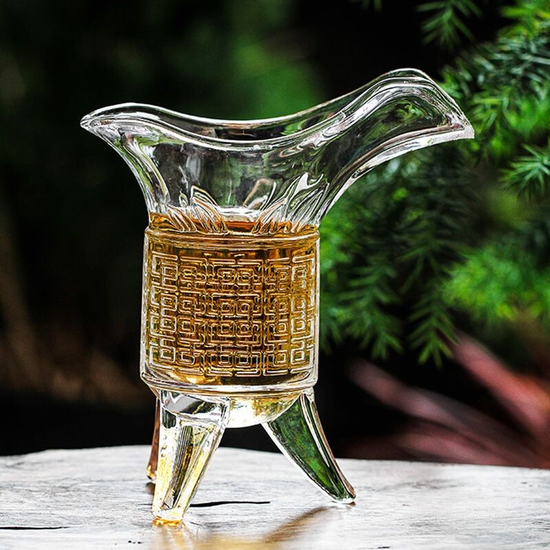 中式古典水晶玻璃帝王杯仿古爵杯复古雕花小酒杯家用白酒杯分酒器