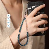 爆花蓝水晶挂件手机挂绳链挂手腕款 女中国风手机链u包挂饰品礼物