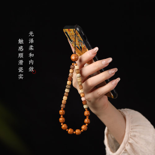 龙脊菩提搭配橄榄核雕刻葫芦串珠