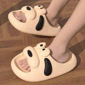 男 女室内家居浴室防滑情侣拖鞋 夏季 外穿可爱小狗踩屎感厚底凉拖鞋