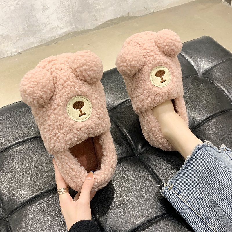 情侣包跟棉拖秋冬室内居卡通小熊