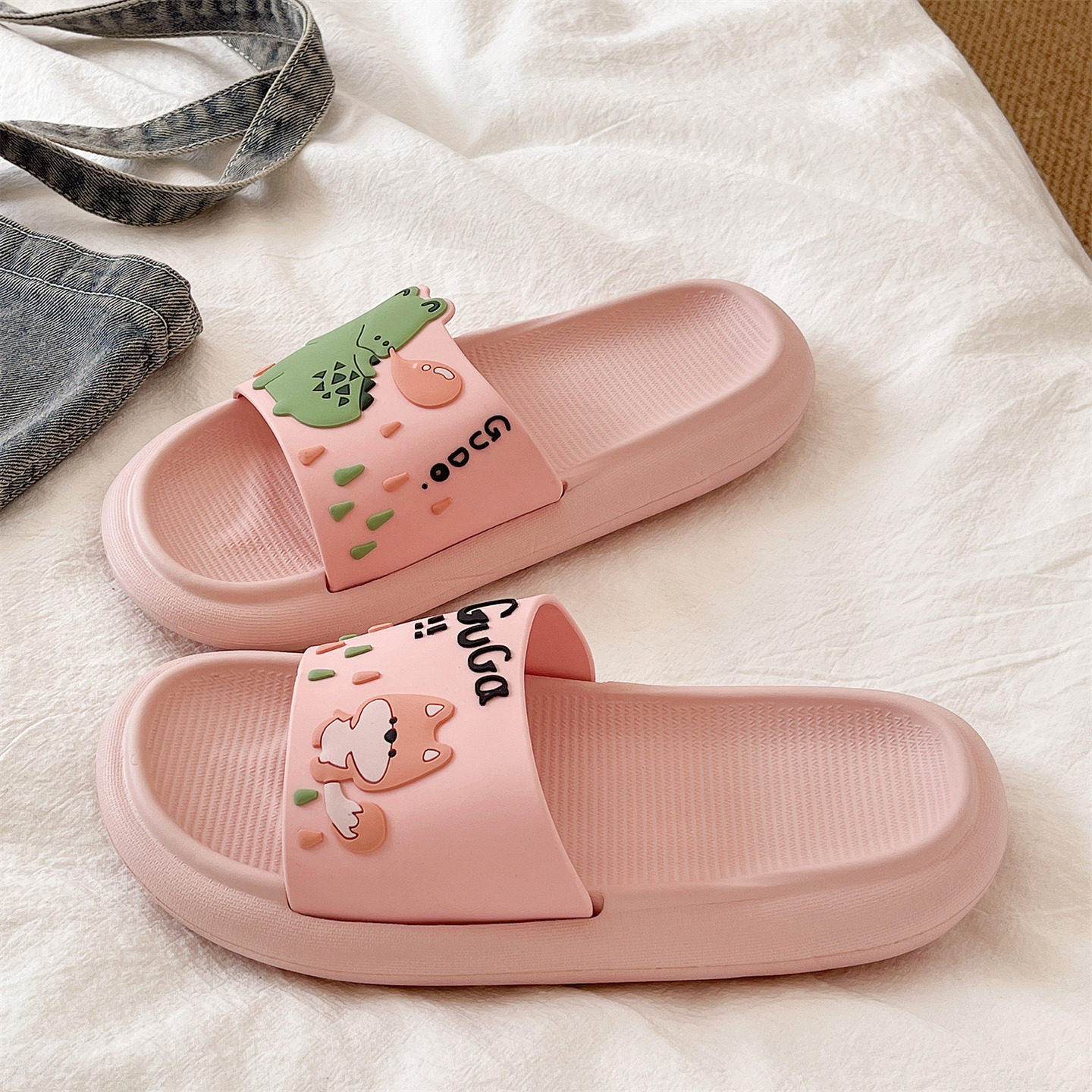 一字拖女夏季2026年新款学生居家室内厚底防滑可爱卡通动物凉拖鞋,居家布艺,居家凉拖/凉鞋,淘宝优惠券,粉丝福利购,淘宝优惠卷