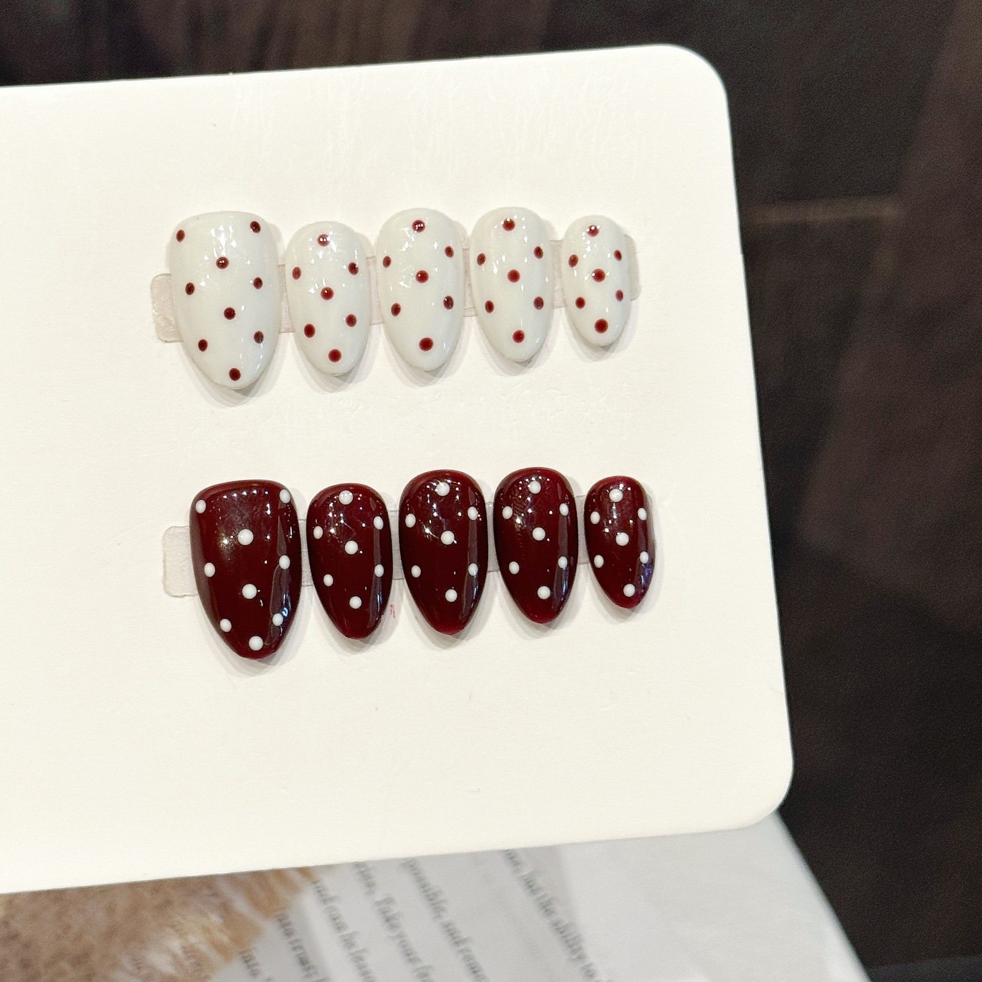 纯手工穿戴甲【红白波点】红白撞色手工穿戴甲甜美元气显白款美甲,彩妆/香水/美妆工具,穿戴甲/甲片,淘宝优惠券,粉丝福利购,淘宝优惠卷