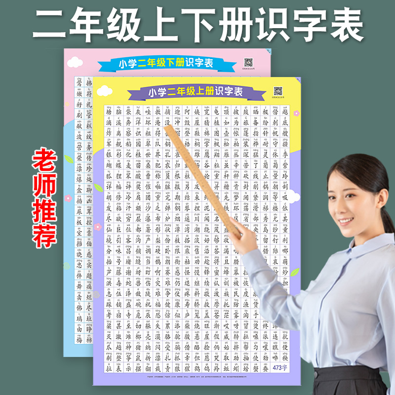 二年级下册生字表挂图人教版卡片