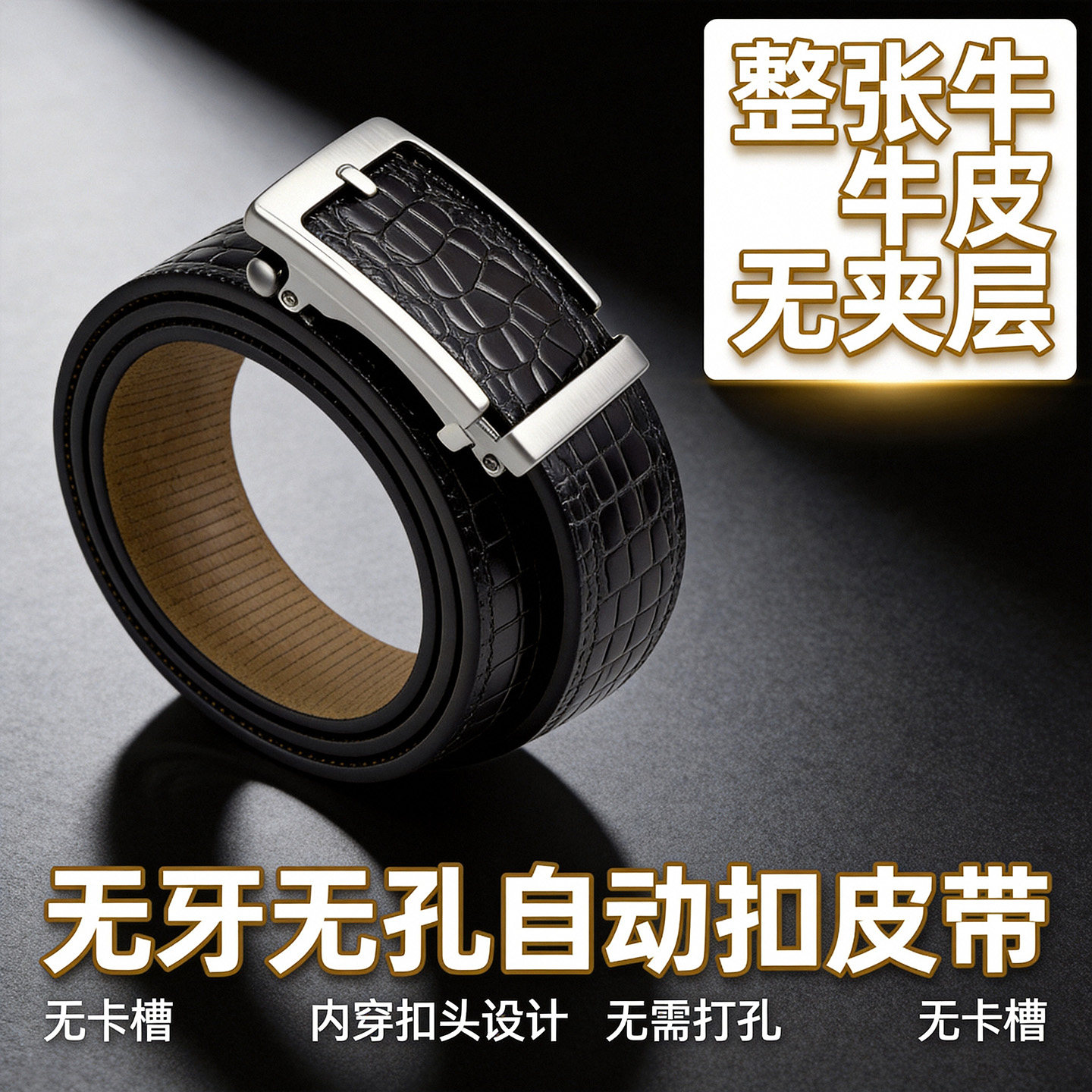 2026新款男士内穿无孔自动扣皮带