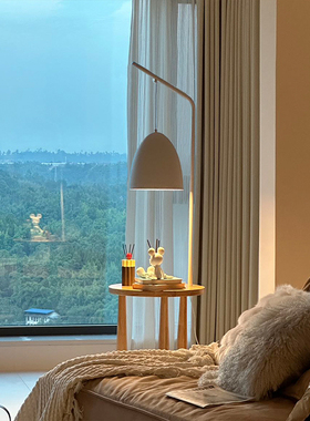 Keijo 北欧边几落地灯一体 原木风客厅沙发卧室高级感日式侘寂