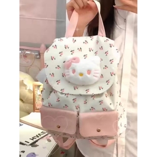 凯迪猫碎花帆布高颜值可爱双肩包包女小众设计上课背包大容量书包