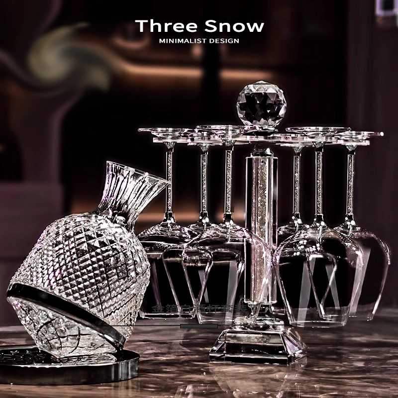 THREE法国高端水晶钻石红酒杯醒酒器高脚杯套装乔迁新婚生日礼物