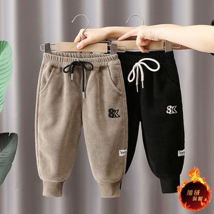 子束脚冬灯芯绒加绒加厚运动裤 儿童休闲裤 潮 秋冬2025新款 男童卫裤