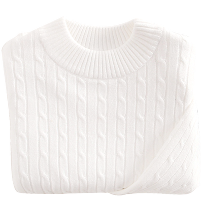 儿童棉线加绒毛衣贴身不扎白色