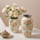 法式 田园风水养鲜花客厅摆件小众 陶瓷花瓶高级感插花复古简约美式