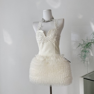 Sweet草莓女孩蕾丝重工网纱钉珠亮片上衣 女 半裙套装